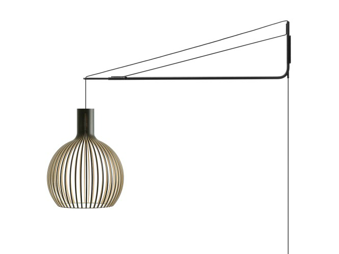 gordijn Wijde selectie industrie wandlamp Octo 4241, wandlamp Octo muurbeugel, wandlamp Secto Design,  moderne wandlamp, houten wandlamp, verstelbare wandlamp
